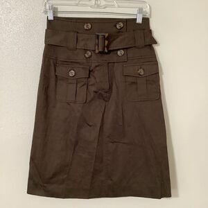 Corifiel Y2K Khaki Brown Boho Utility Military Retro Pencil Skirt with Belt Sz 8